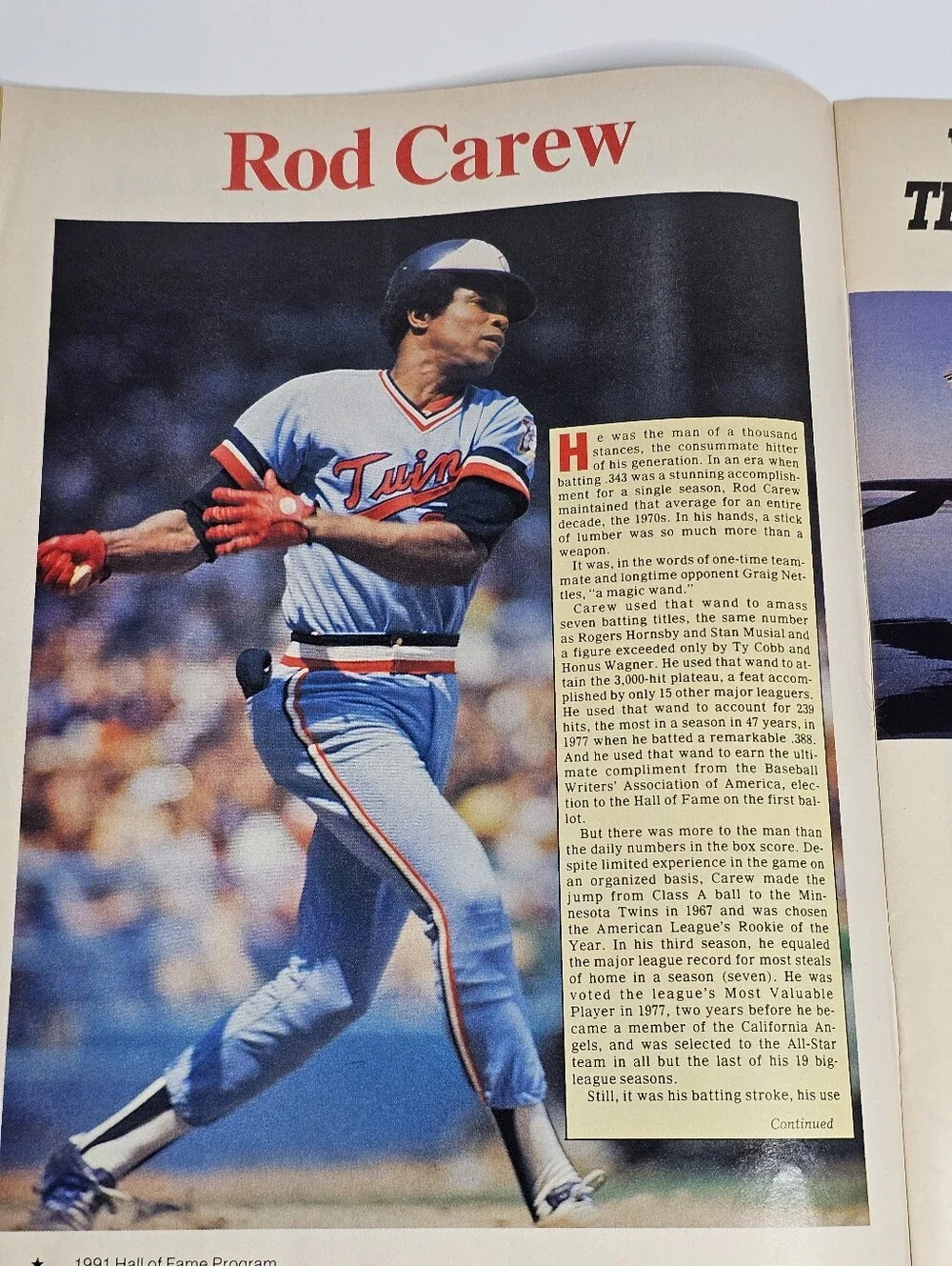 1991 Baseball Hall of Fame Program Rod Carew Fergie Jenkins Gaylord Perry NYY